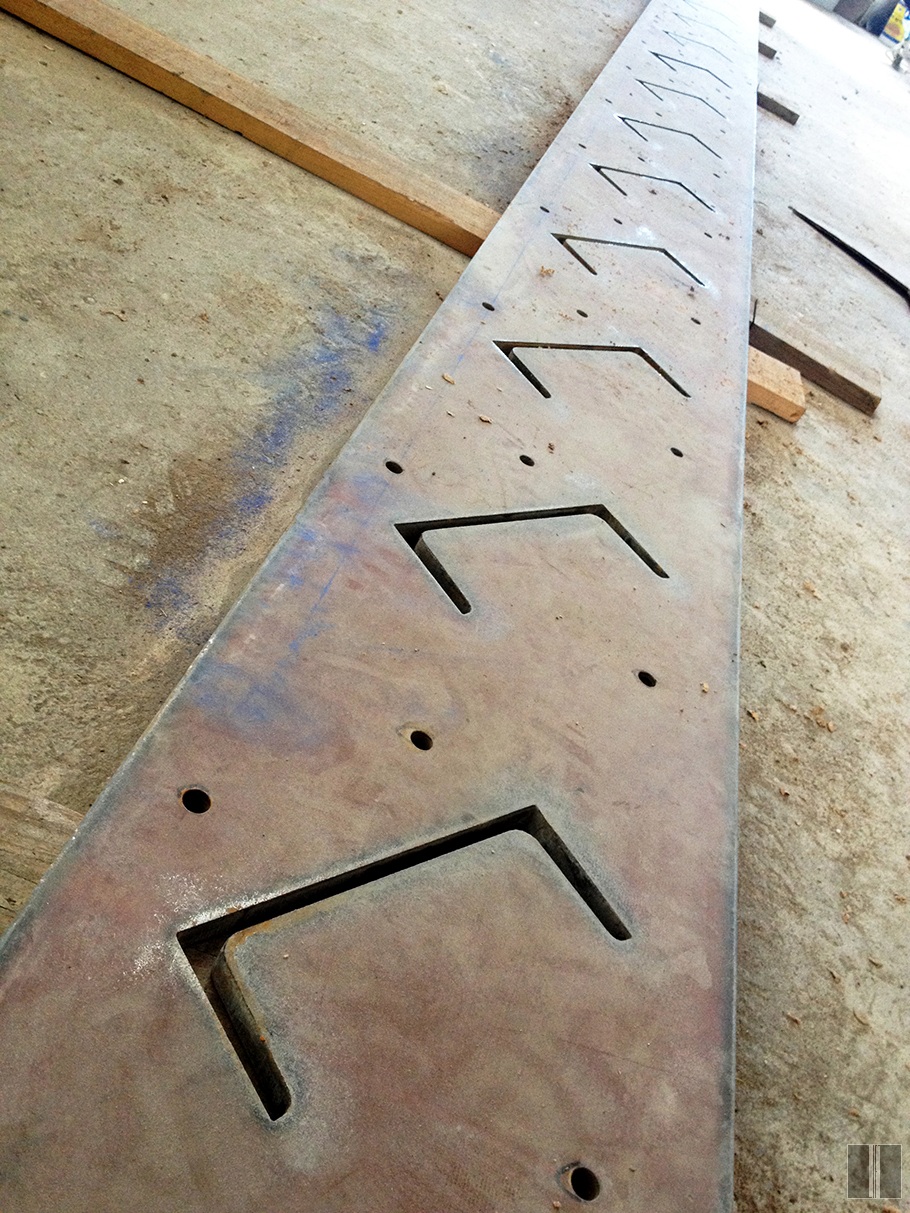 Konsolinių laiptų konstrukcijos detalė